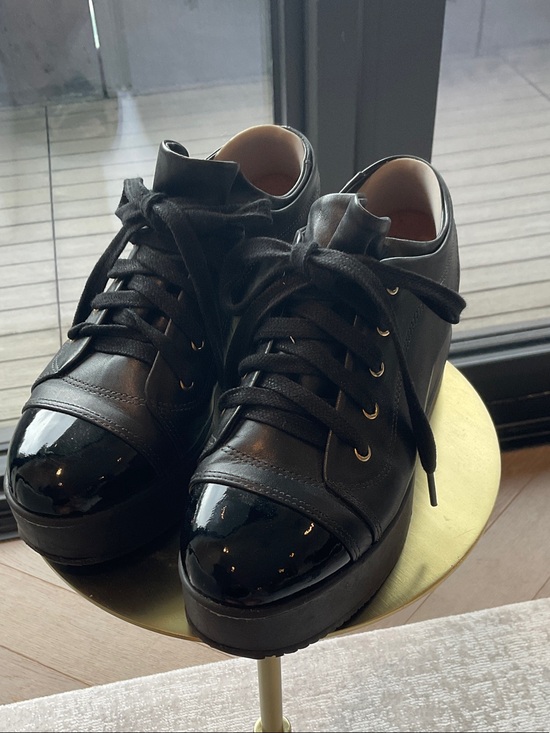 Shoes - Women’s Black Platform Lace-Up Sneakers